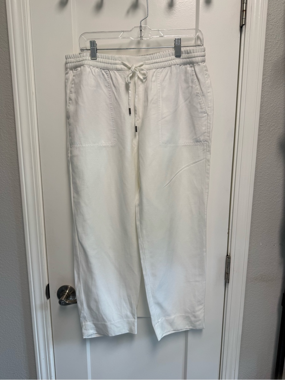 Banana Republic White Elastic-Waist Pull-On Pants
